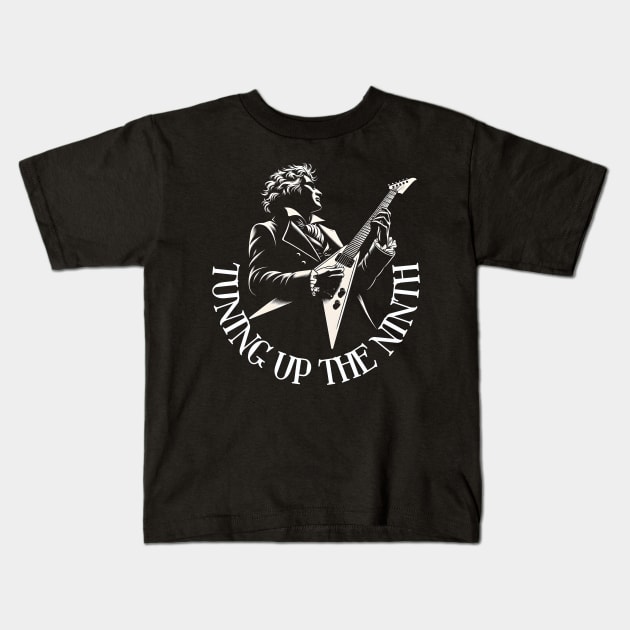 Metalhead Beethoven: Guitar Shredding Kids T-Shirt by MetalByte